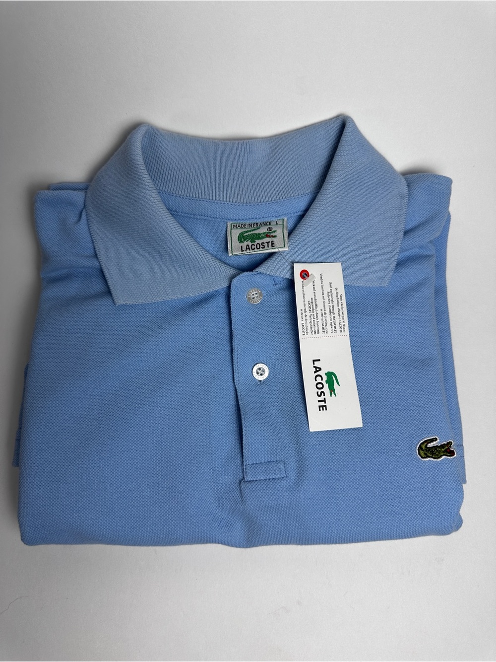 Vintage Lacoste Made in France Blue Cotton Polo Shirt Men’s L NWT